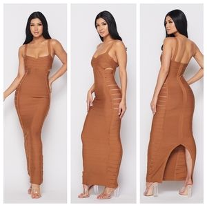 [Fashion Nova][New] Bandage dress-S,Brown